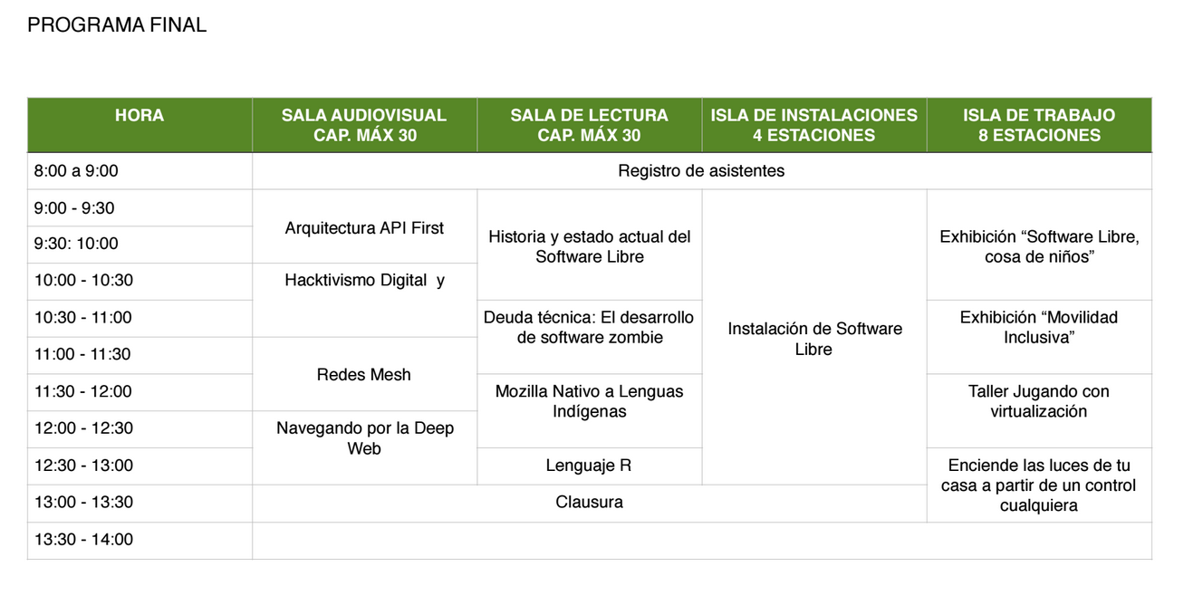 Programa Final FLISoL Oaxaca, 2016